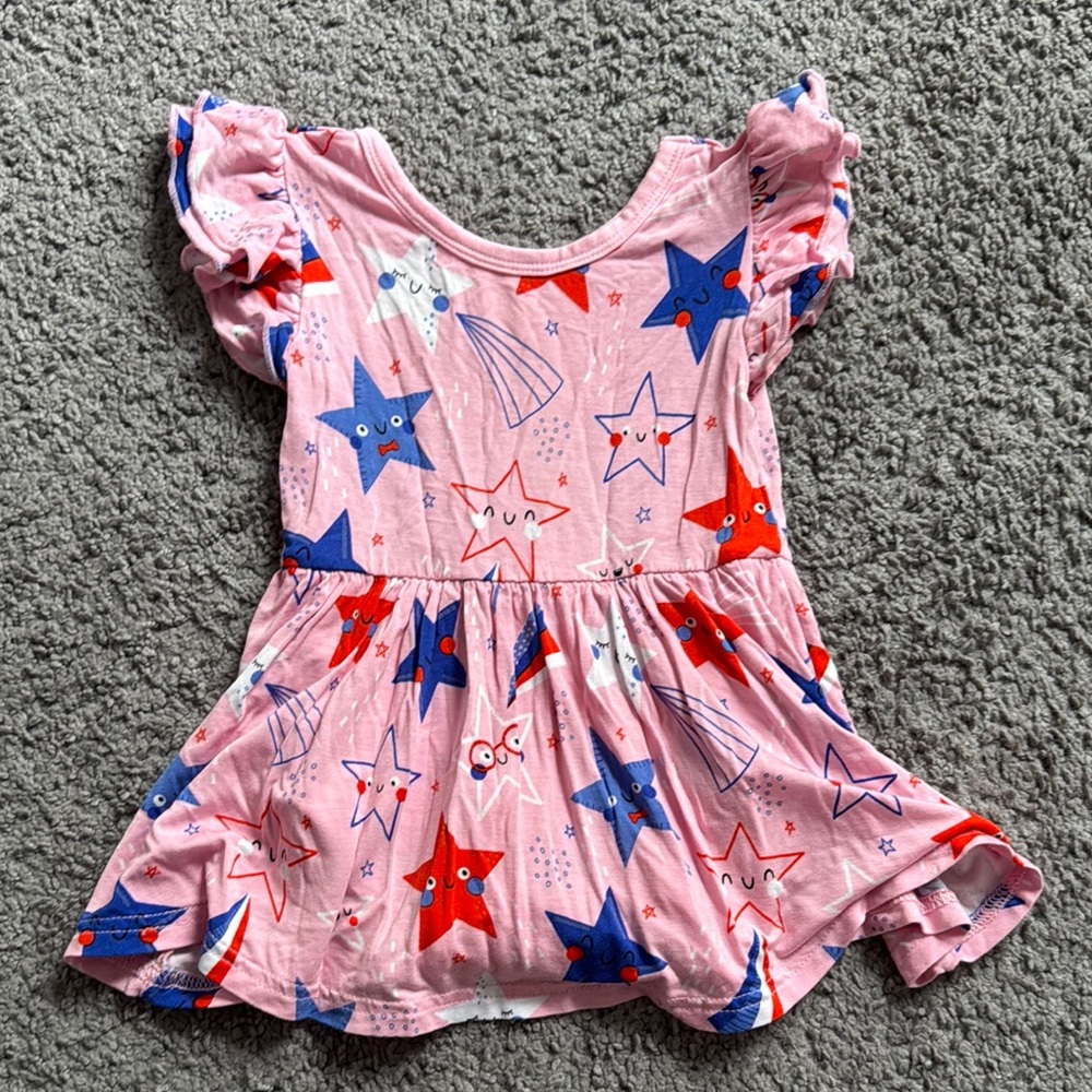 Little Sleepies Play Pink Star Patterned Dress